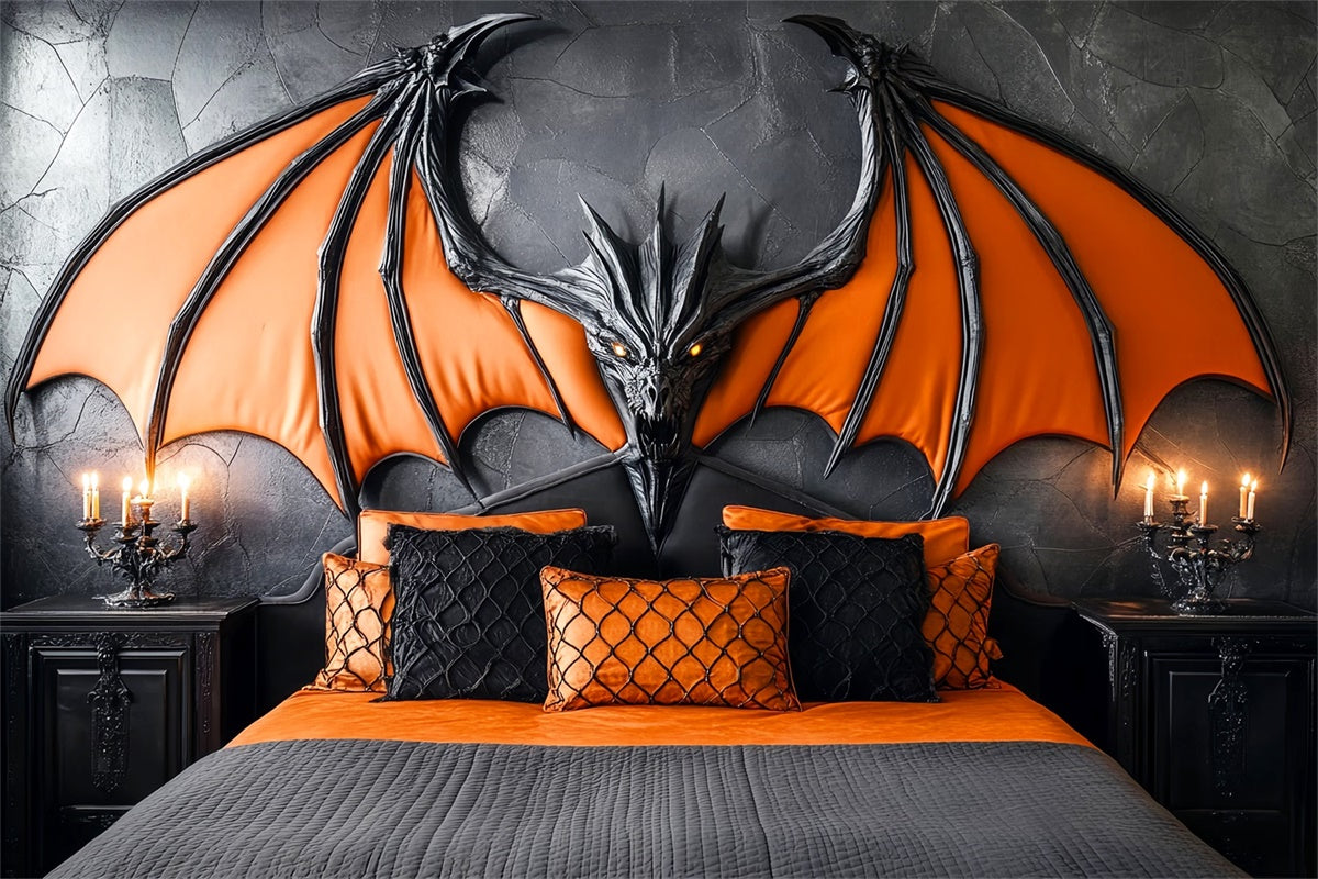 Halloween Backdrop Gothic Drachenflügel Schlafzimmer Foto Hintergrund LXX58-22