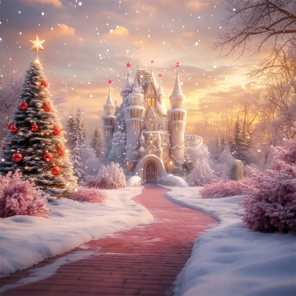 Winter Wonderland Backdrop Weihnachtsschloss Schneepfad Winter Backdrop LXX58-228