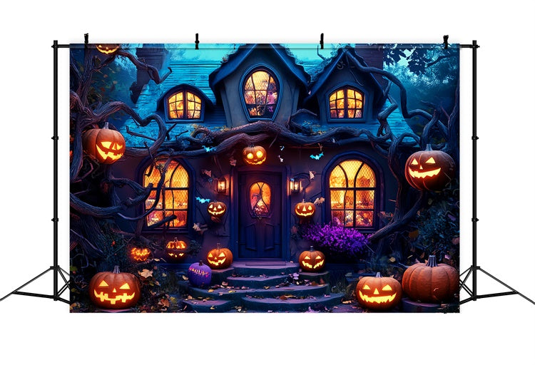 Garagentor Halloween Backdrop Lächelnde Kürbisse Reben Foto Hintergrund LXX58-23