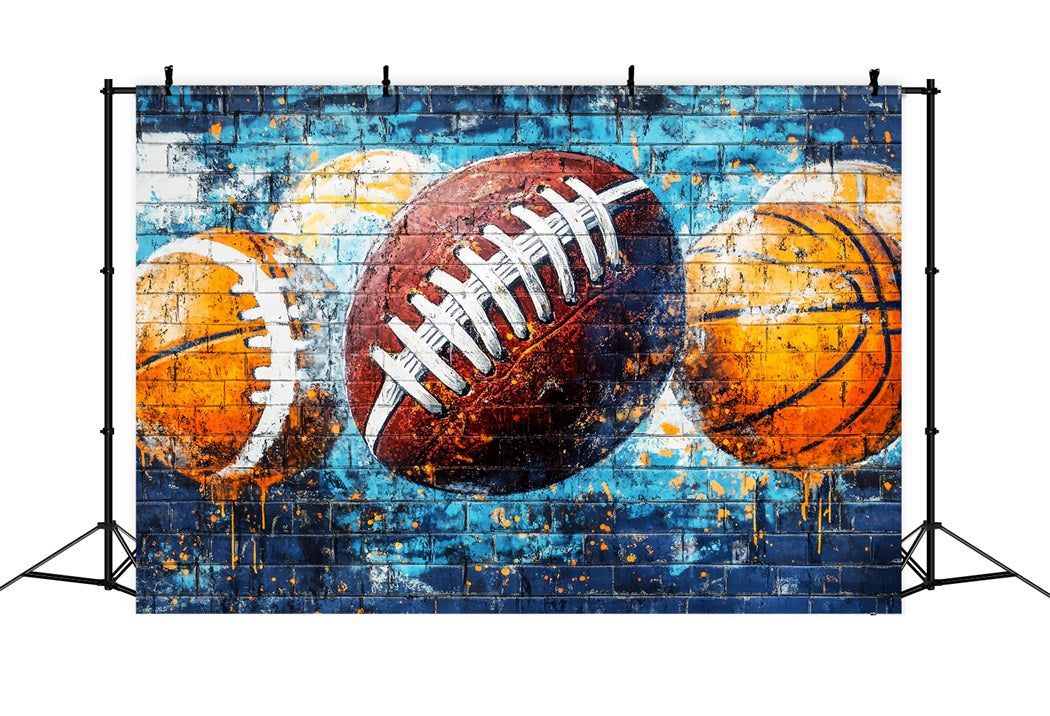 Sport Graffiti-Wand Sportball Sprühfarben Graffiti Foto Hintergrund LXX58-252