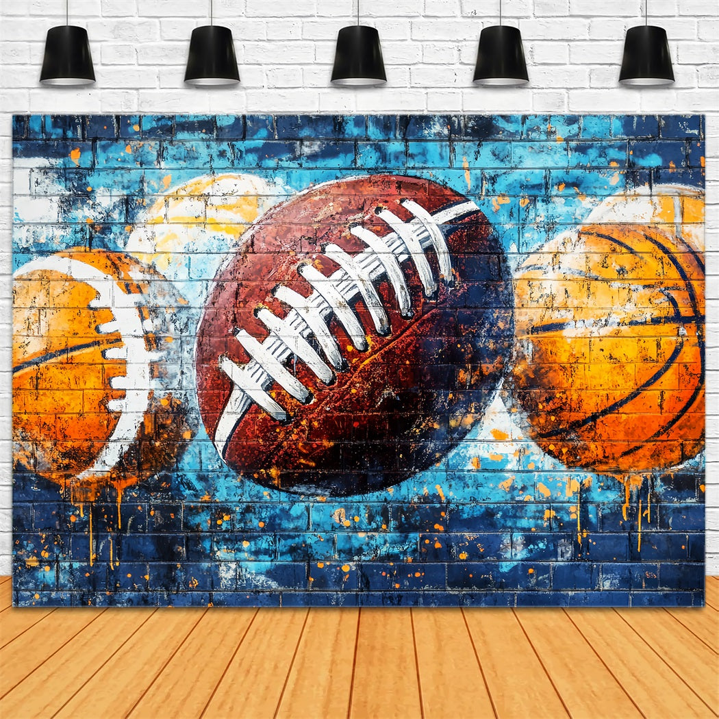 Sport Graffiti-Wand Sportball Sprühfarben Graffiti Foto Hintergrund LXX58-252