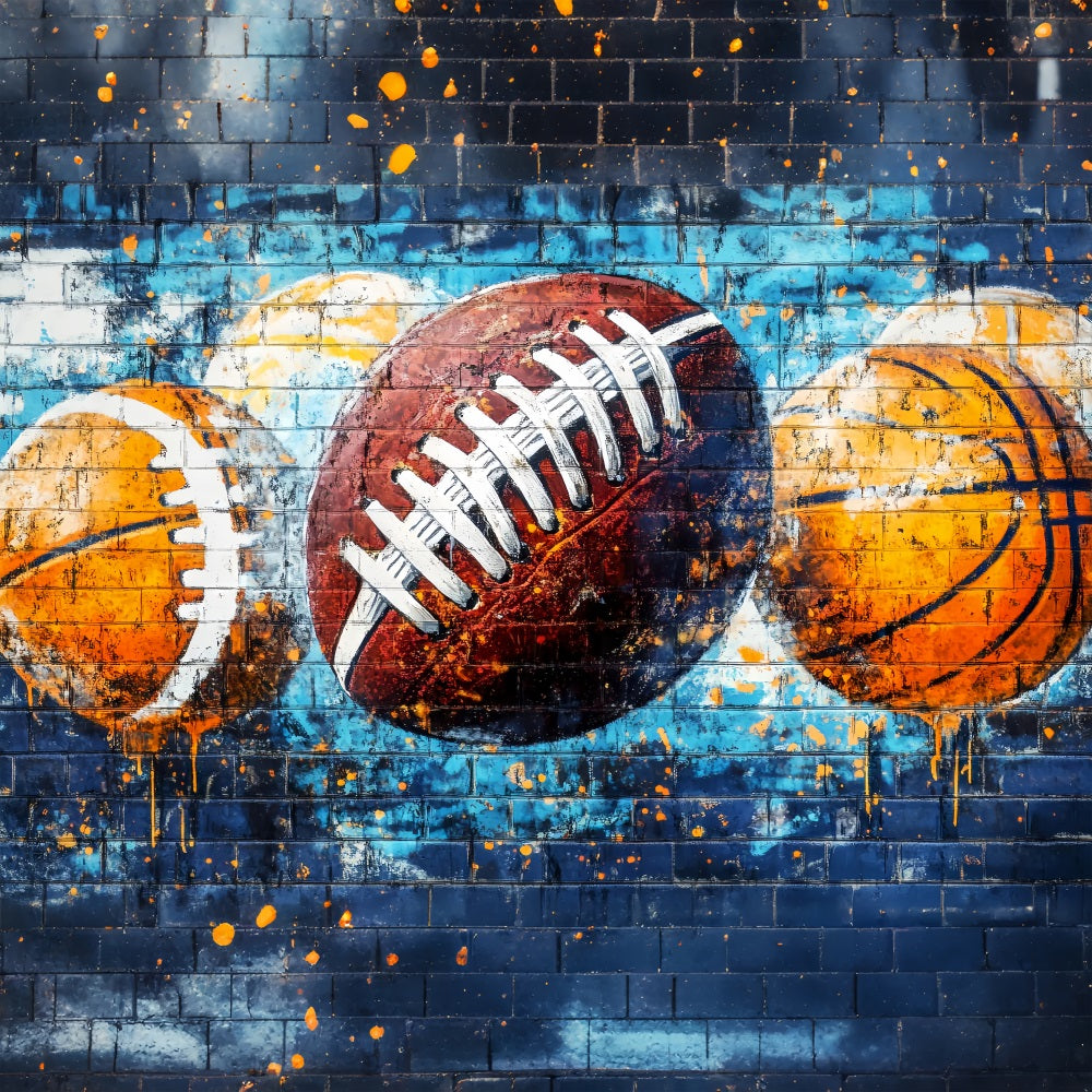 Sport Graffiti-Wand Sportball Sprühfarben Graffiti Foto Hintergrund LXX58-252