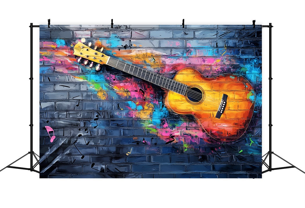 Graffiti-Wand Bunte Akustikgitarre Spritzer Graffiti-Fotografie-Hintergründe LXX58-257