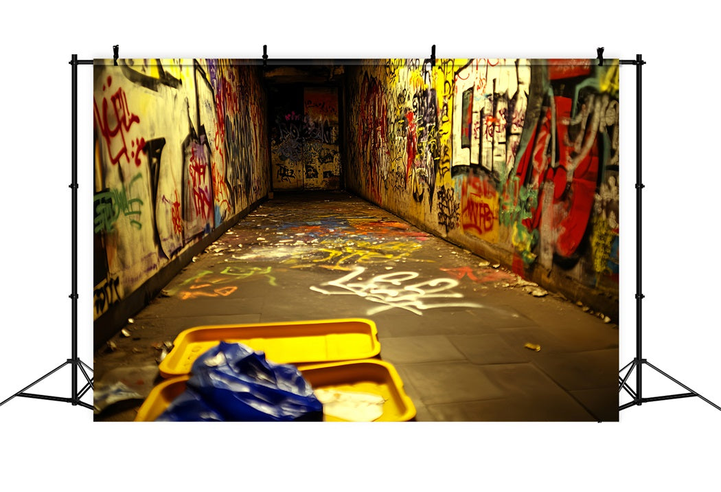 Graffiti-Wand Graffiti-Tunnel Neon-Tags Graffiti Studio Hintergründe Fotografie LXX58-259