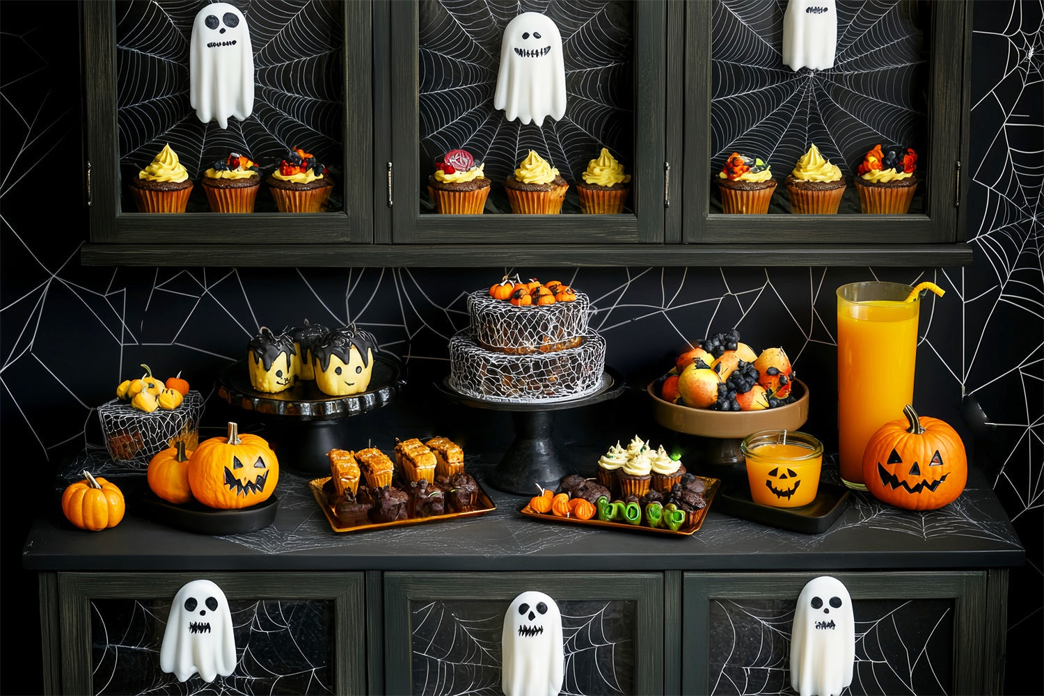 Halloween Fotohintergrund Gruselige Cupcake Schmaus Hintergrundkulisse LXX58-26