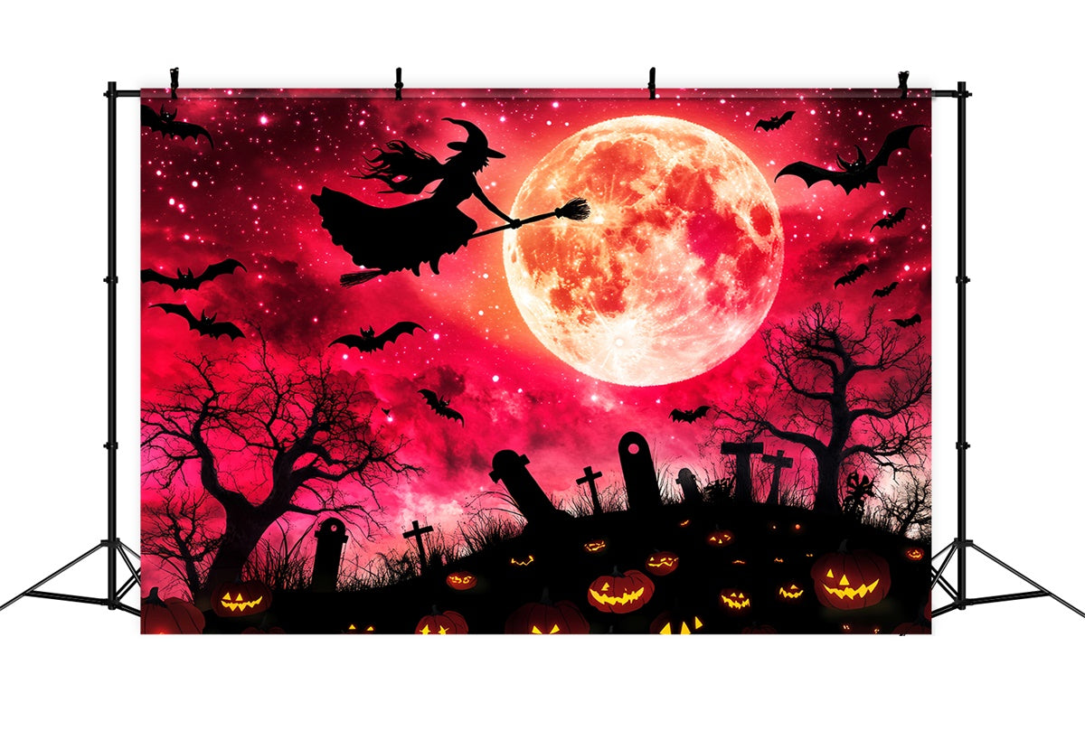 Halloween Friedhof Foto Hintergrund Blutmond Hexe Hintergrund LXX58-28