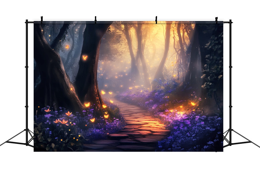 Verzauberter Wald Goldener Schmetterling Feenpfad Magischer Wald Foto Hintergrund LXX58-284