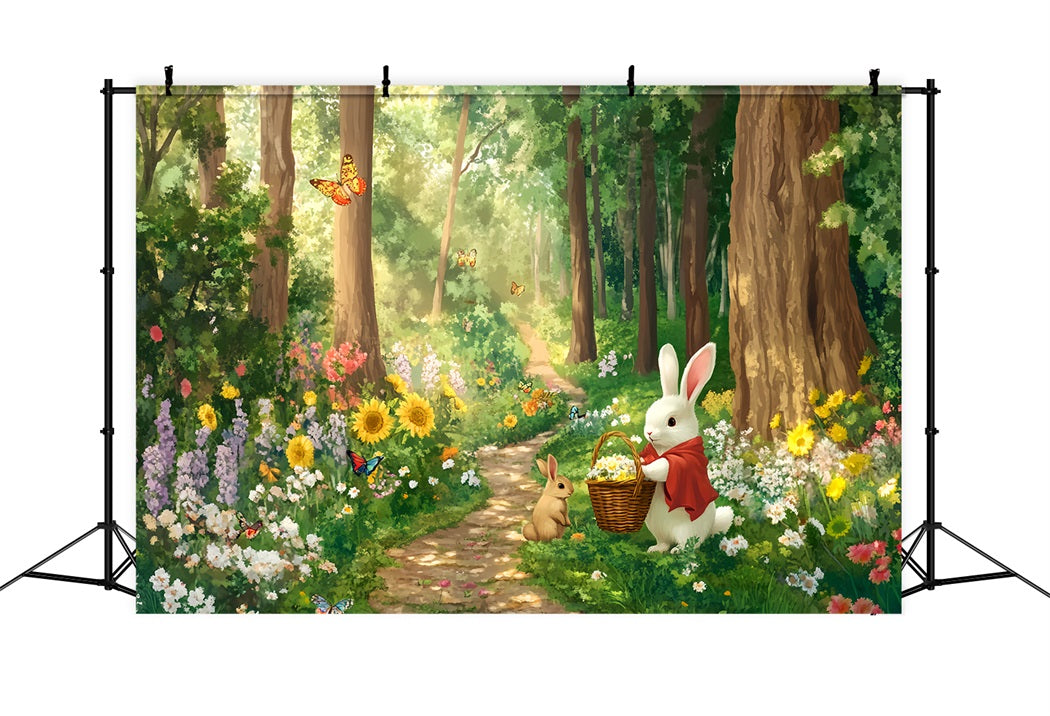 Magischer Wald Sonnenblumenwiese Hasenversammlung Verzauberter Wald Foto Hintergrund LXX58-287
