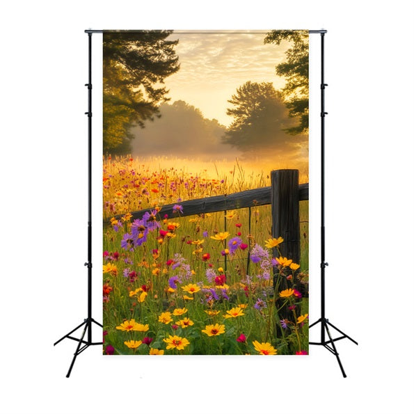 Herbstwald Wildblumen Sonnenaufgang Waldfotografie-Foto Hintergrund LXX58-297