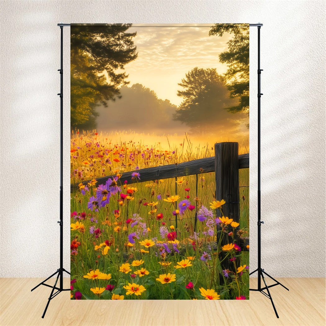 Herbstwald Wildblumen Sonnenaufgang Waldfotografie-Foto Hintergrund LXX58-297