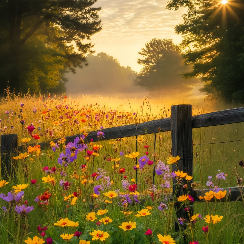 Herbstwald Wildblumen Sonnenaufgang Waldfotografie-Foto Hintergrund LXX58-297