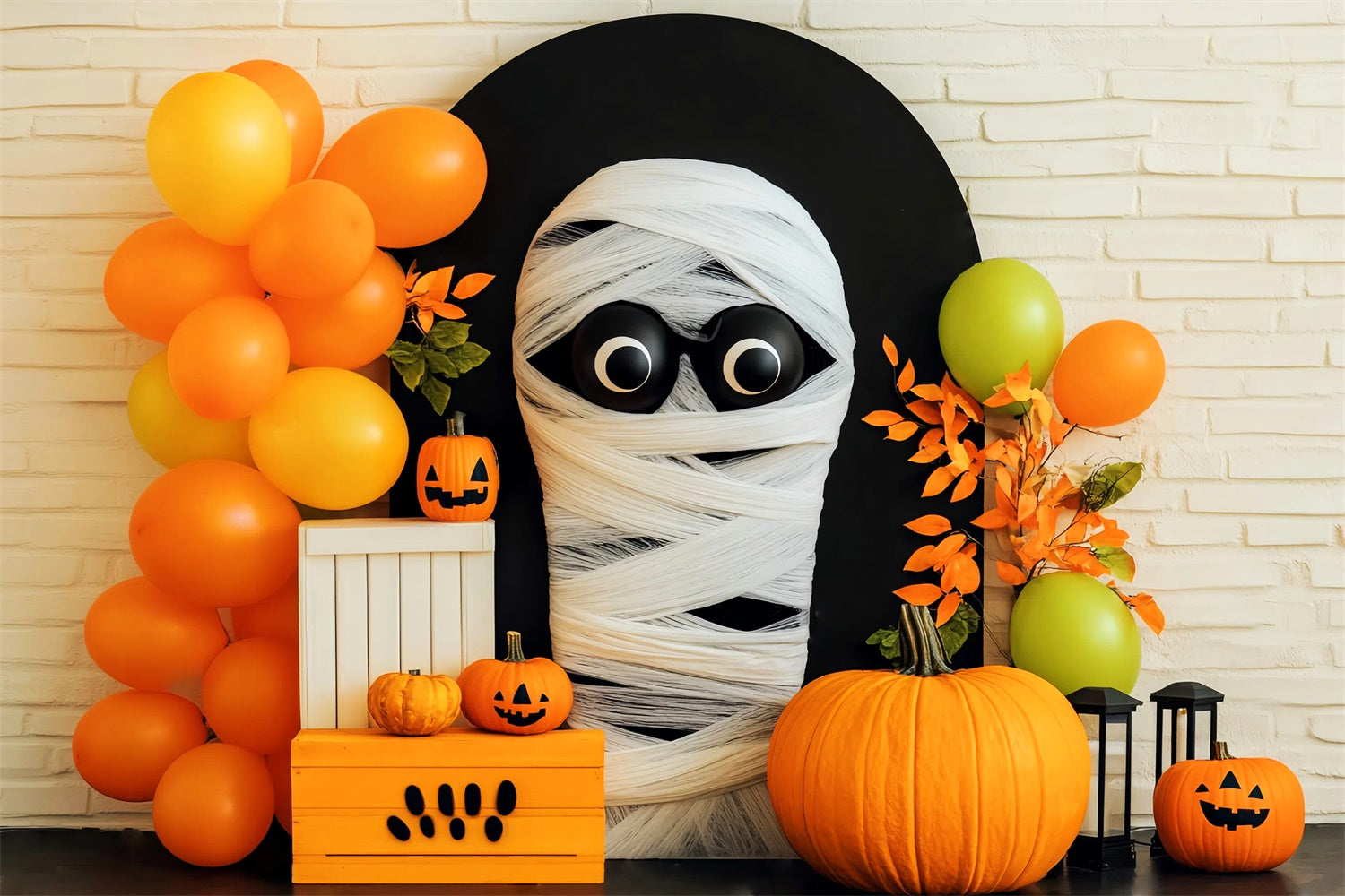 Halloween Fotokulisse Mumie Ballon Bash Foto Hintergrund LXX58-3