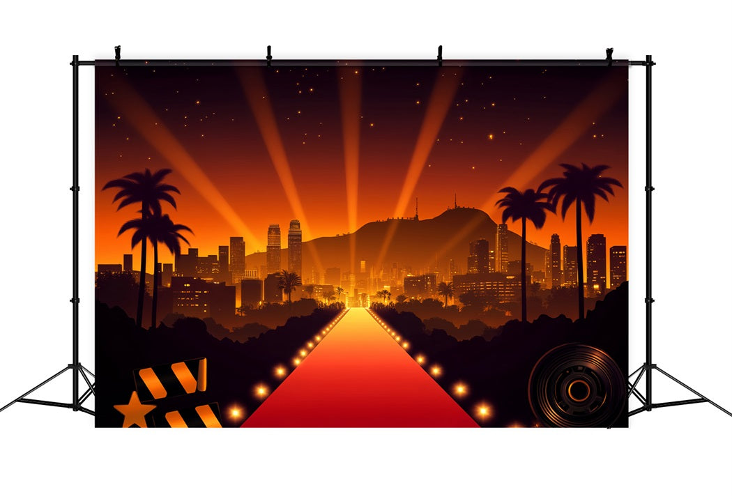 Hollywood-Kulisse Hollywood-Skyline Scheinwerfer Glanz Roter Teppich Kulisse LXX58-312