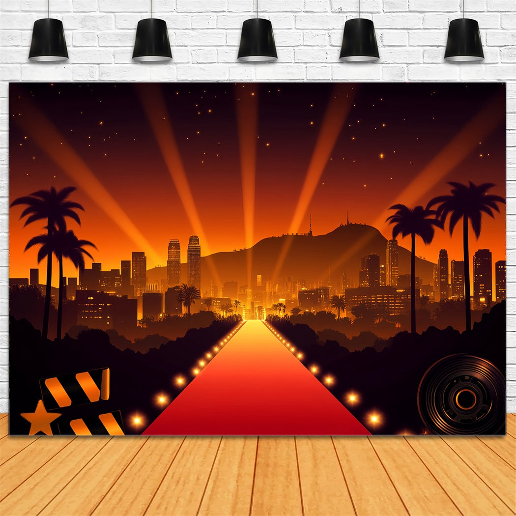 Hollywood-Kulisse Hollywood-Skyline Scheinwerfer Glanz Roter Teppich Kulisse LXX58-312