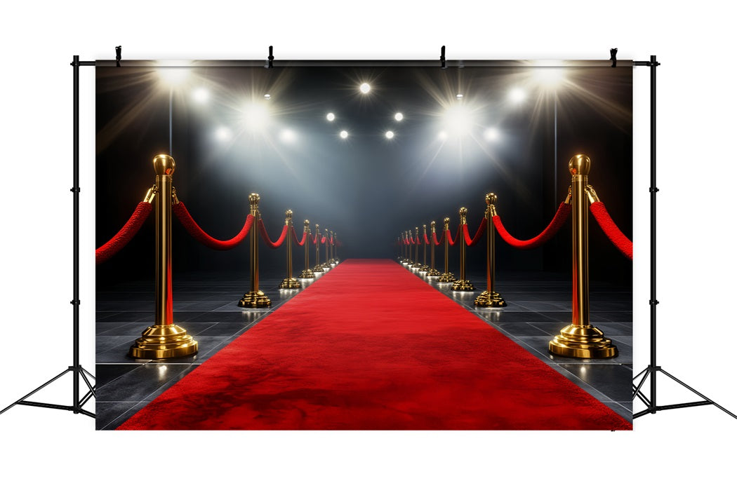 Hollywood-Foto Hintergrund Goldener Gang Scheinwerfer Glamour Roter Teppich Foto Hintergrund LXX58-313