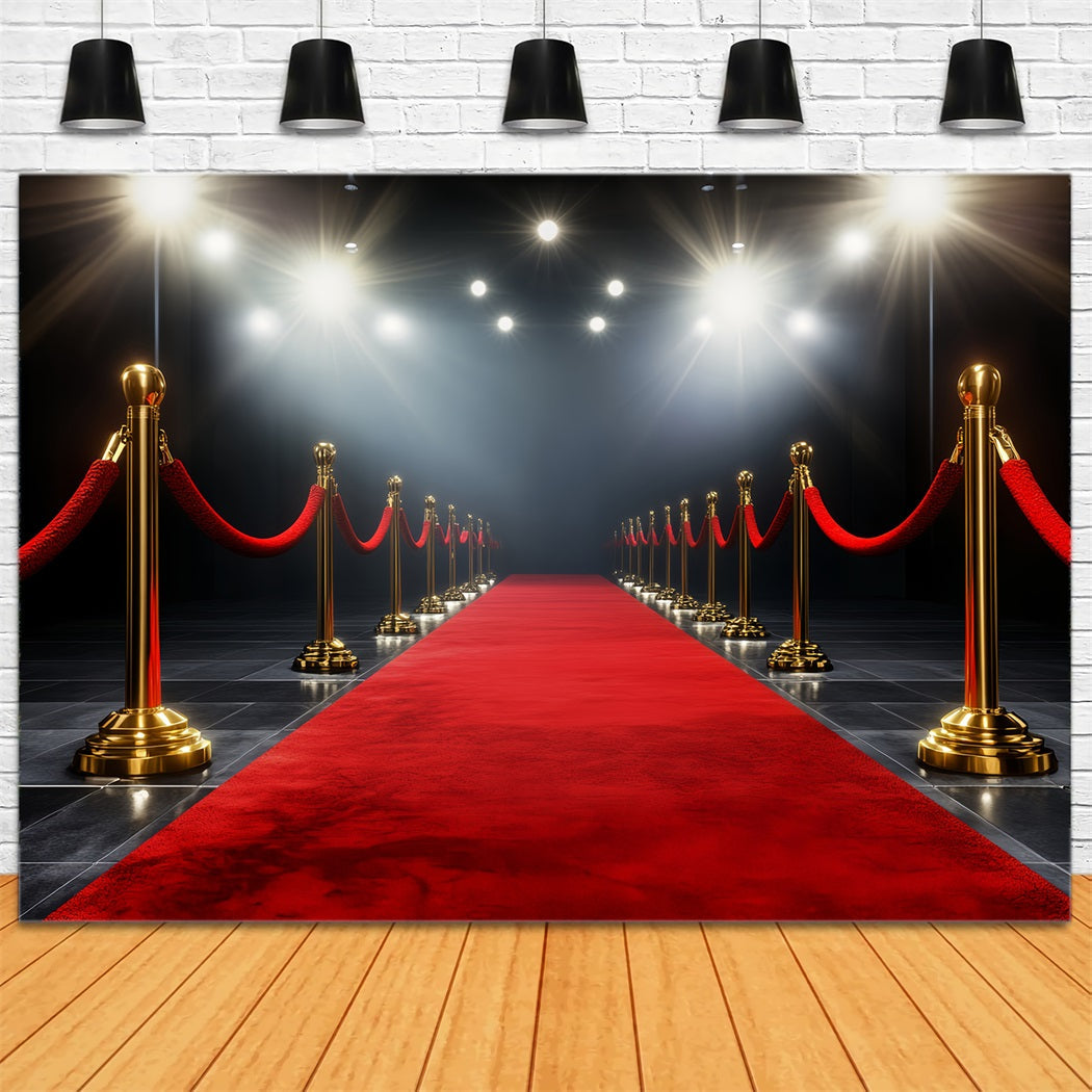 Hollywood-Foto Hintergrund Goldener Gang Scheinwerfer Glamour Roter Teppich Foto Hintergrund LXX58-313
