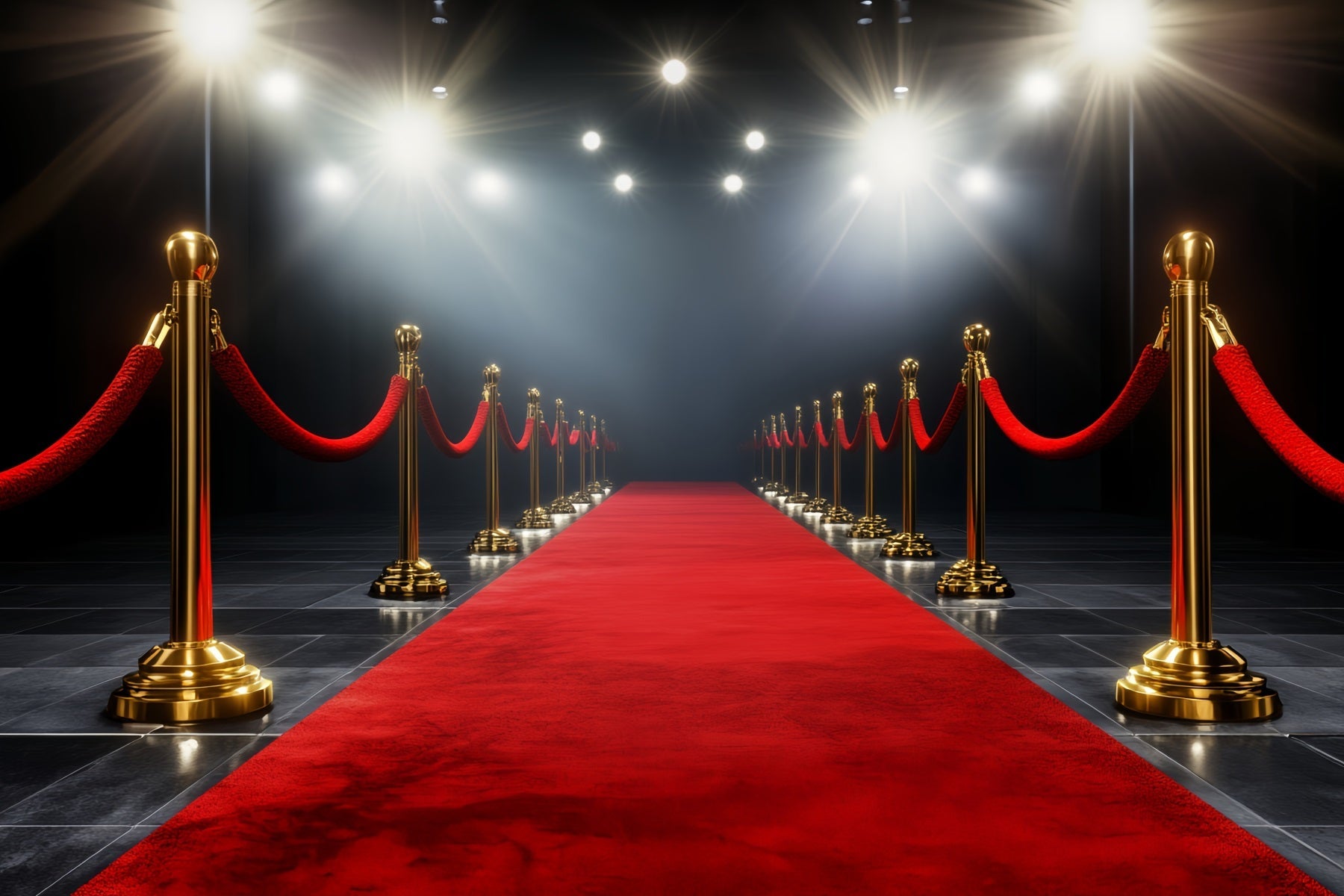 Hollywood-Foto Hintergrund Goldener Gang Scheinwerfer Glamour Roter Teppich Foto Hintergrund LXX58-313