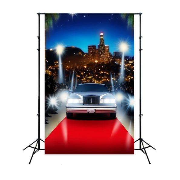 Hollywood-Foto Hintergrund Luxuriöse Ankunft Lichter der Stadt Roter Teppich Hintergründe LXX58-314