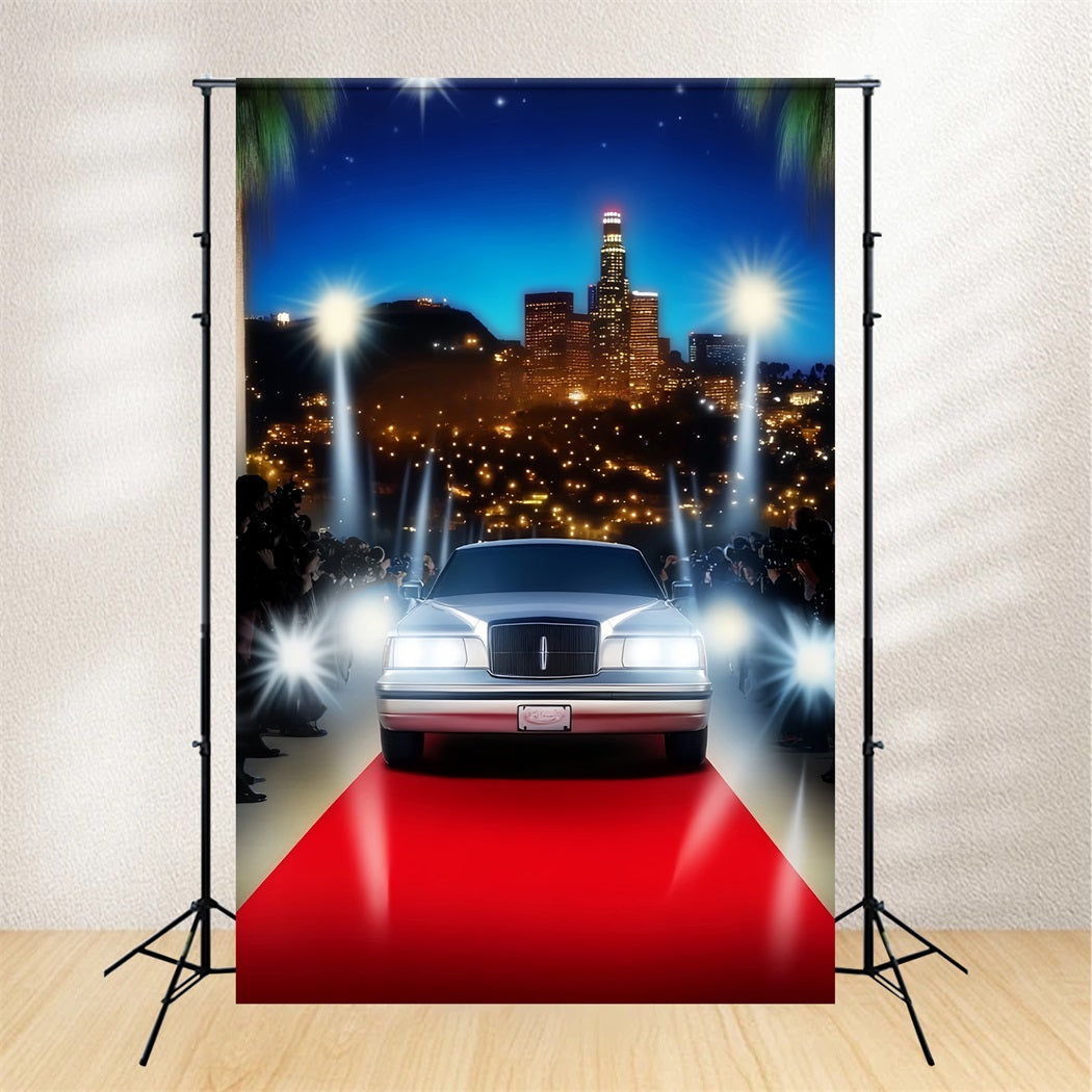 Hollywood-Foto Hintergrund Luxuriöse Ankunft Lichter der Stadt Roter Teppich Hintergründe LXX58-314