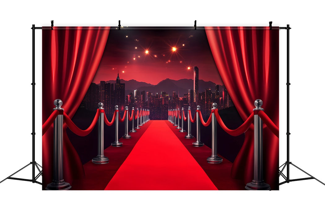 Roter Teppich-Foto Hintergrund Roter Vorhang Stadt-Skyline Walk Hollywood-ThemenFoto Hintergrund LXX58-329