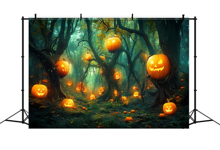 Halloween Hintergrund Verwunschener Kürbis Wald Foto Hintergrund LXX58-33
