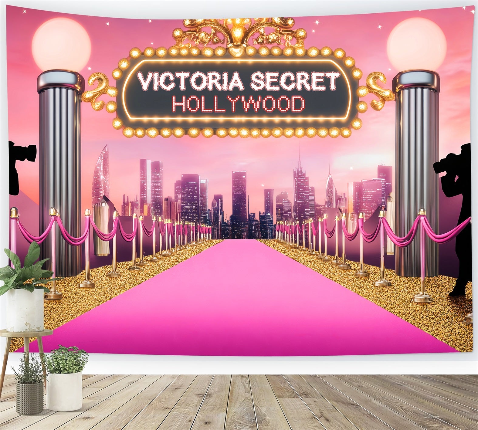 Roter Teppich Foto Hintergrund Rosa Teppich Glamour Lichter Hollywood Foto Hintergrund LXX58-330