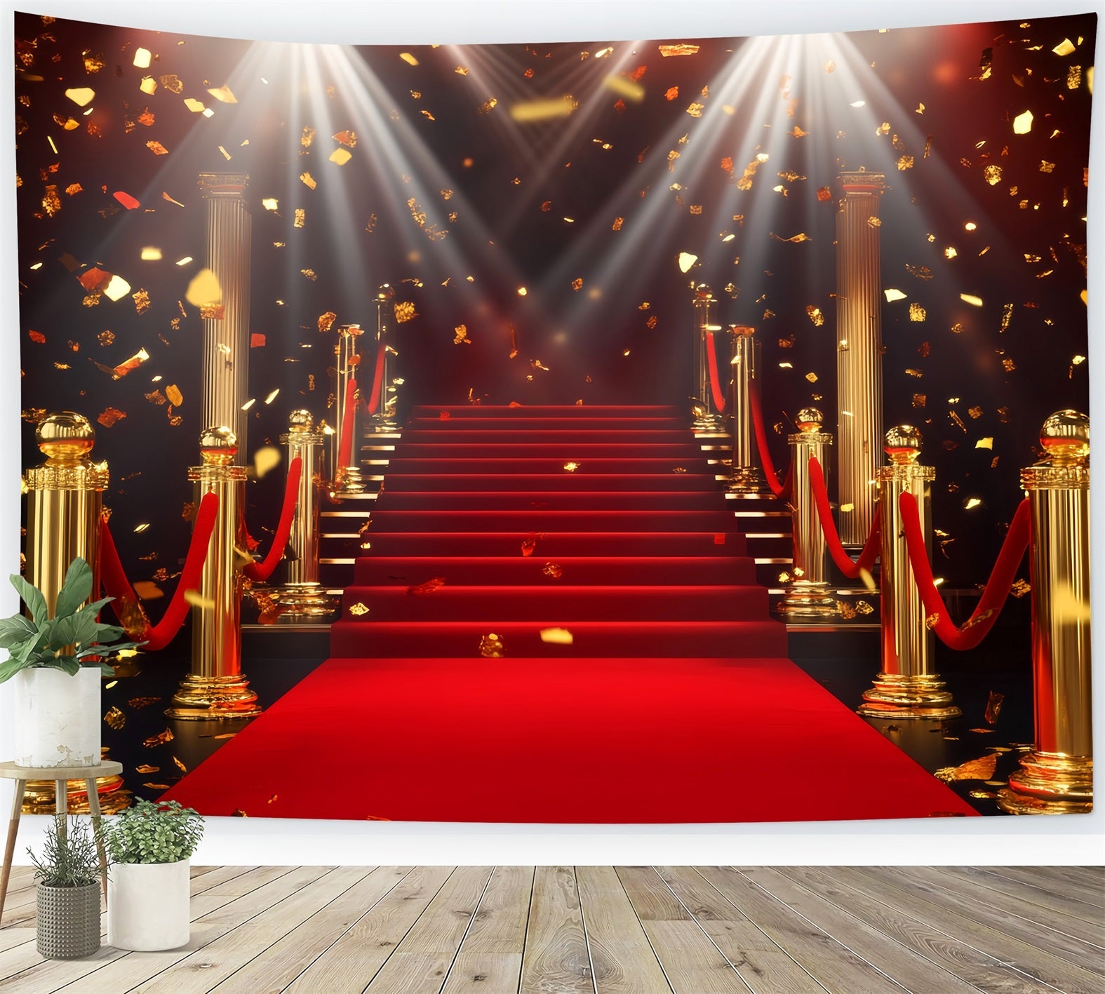 Roter Teppich Foto Hintergrund Goldene Säule Glitzernde Treppe Bühnen Foto Hintergrund LXX58-331