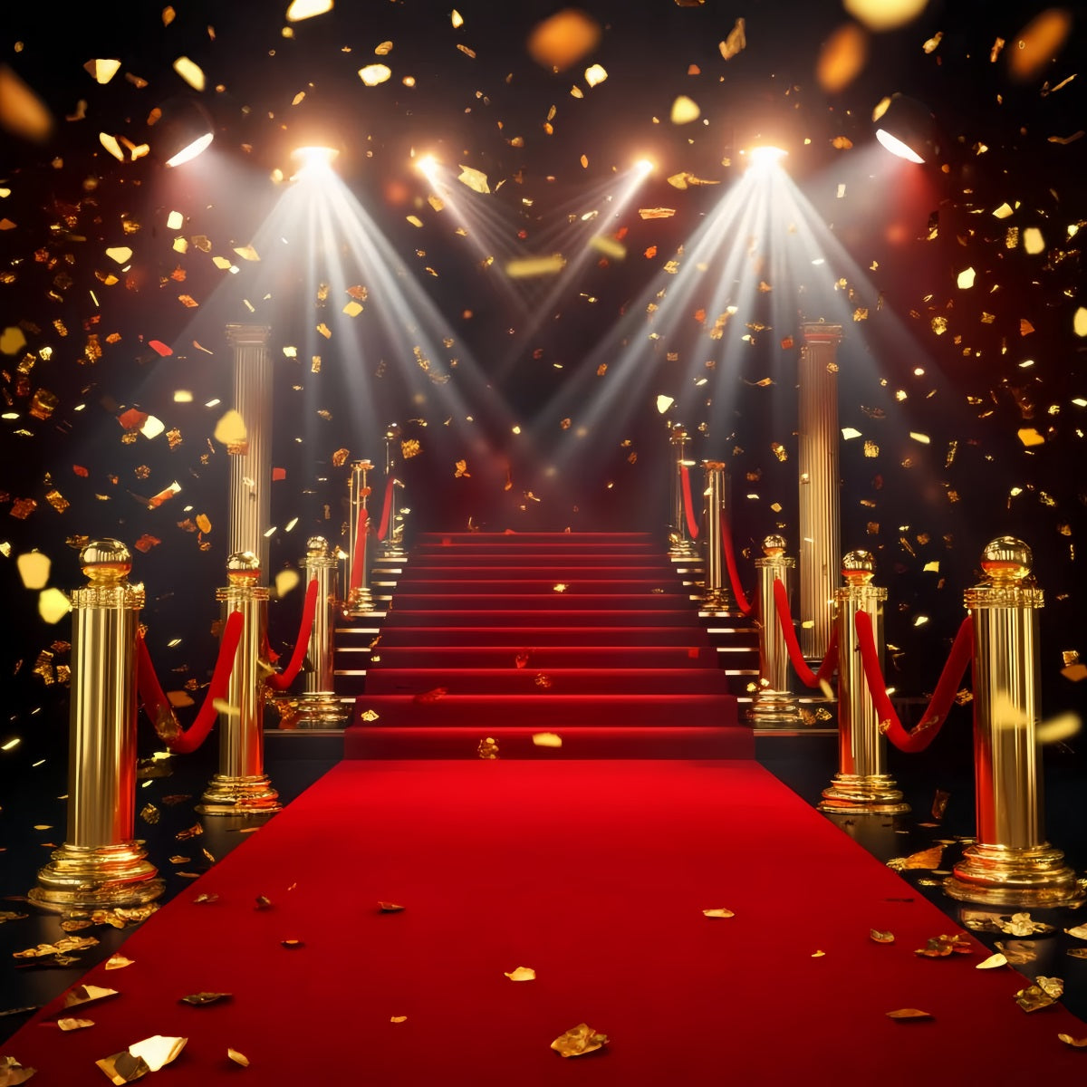 Roter Teppich Foto Hintergrund Goldene Säule Glitzernde Treppe Bühnen Foto Hintergrund LXX58-331