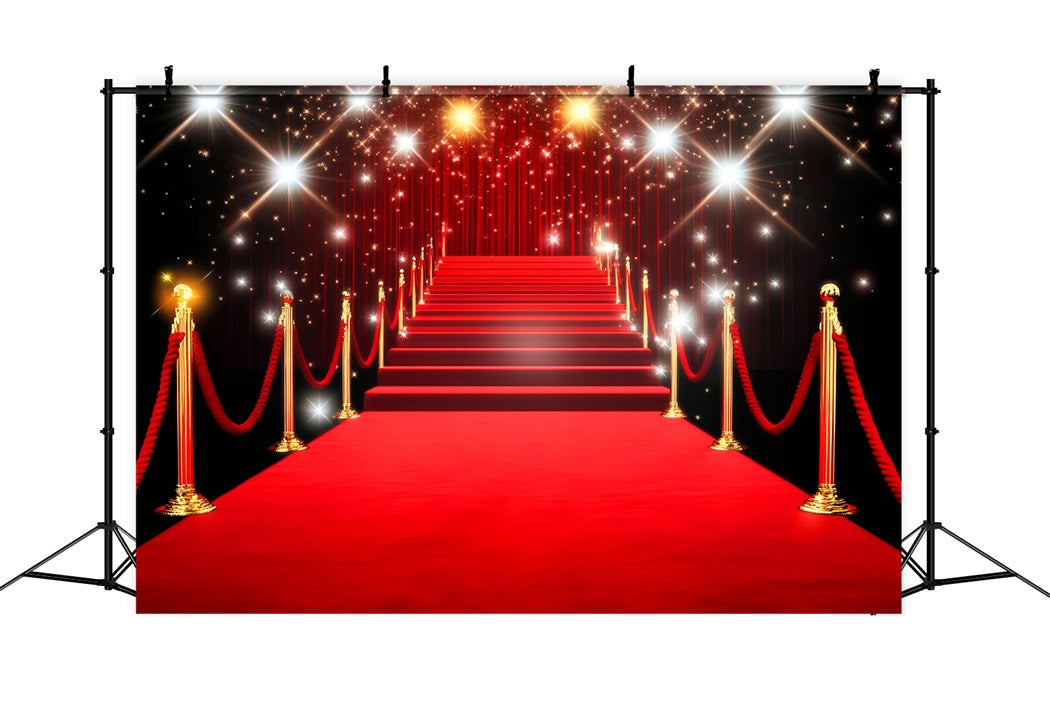 Roter Teppich Foto Hintergrund Goldene funkelnde Treppe Lichter Bühnen Foto Hintergrund LXX58-332