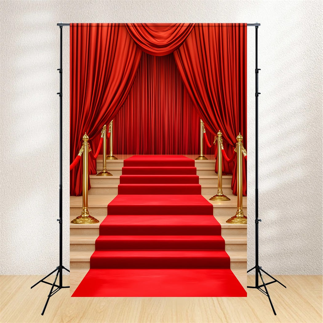 Roter Teppich als Foto Hintergrund Vorhang Elegantes Eingangsportal Broadway-Bühnen Foto Hintergrund LXX58-333