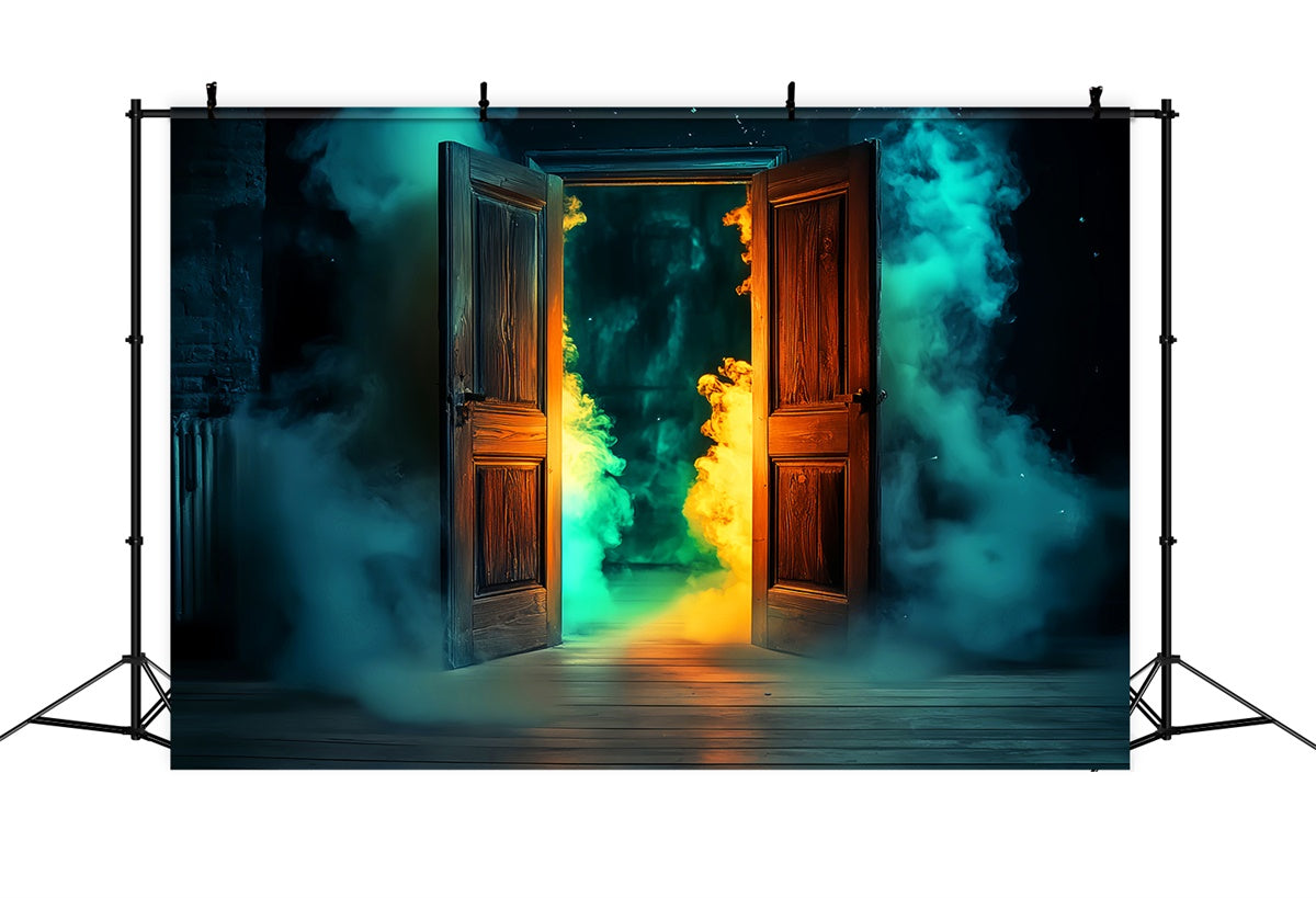 Garagentor Halloween Hintergrund Spooky Door Glow Foto Hintergrund LXX58-34