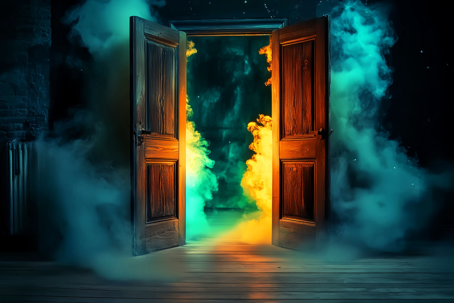 Garagentor Halloween Hintergrund Spooky Door Glow Foto Hintergrund LXX58-34