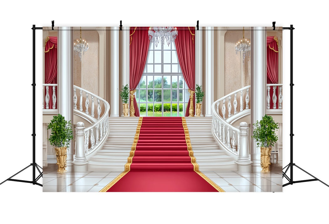 Roter Teppich-Foto Hintergrund Palasttreppe Rote Eleganz Bühne Foto Hintergrund LXX58-342