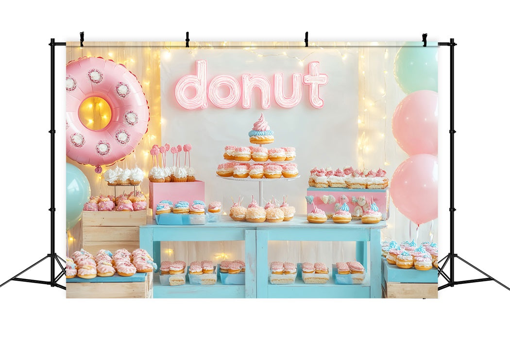 Neugeborenen Fotohintergrund Bunte Donuts Desserttisch Neugeborenen Fotohintergrund LXX58-346