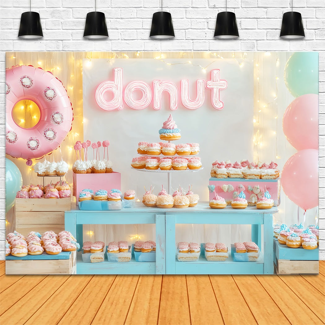 Neugeborenen Fotohintergrund Bunte Donuts Desserttisch Neugeborenen Fotohintergrund LXX58-346