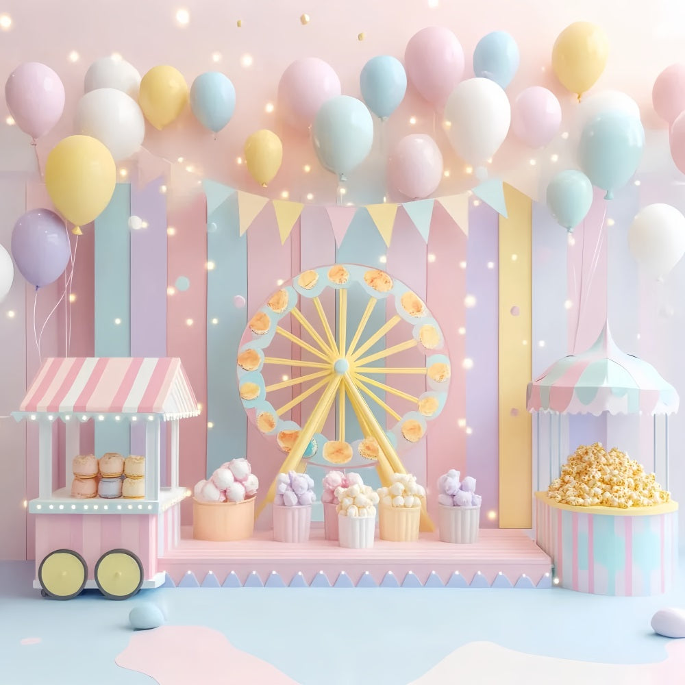 Neugeborenen Fotohintergrund Pastellfarbenes Karussell KinderStudio Hintergründe LXX58-352
