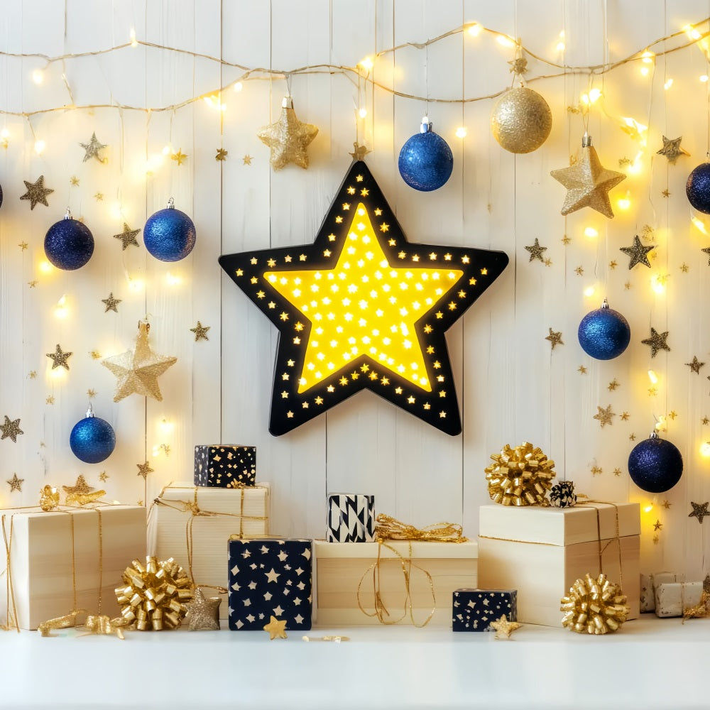 Neugeborenen Fotohintergrund Goldene Sterne Geschenkboxen Neugeborenen Fotografie Hintergrund LXX58-354