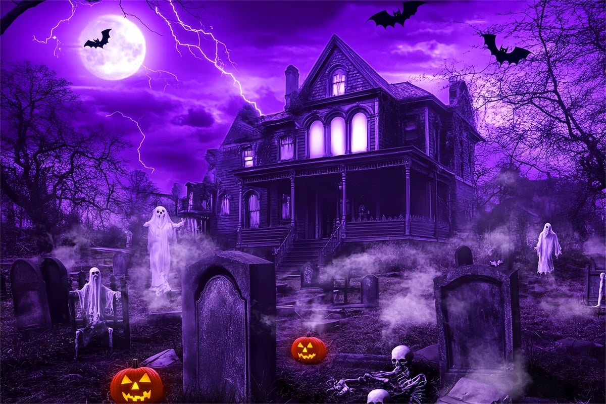 Spukhaus Foto Hintergrund Unheimliches Herrenhaus Nacht Hintergrundkulisse LXX58-36