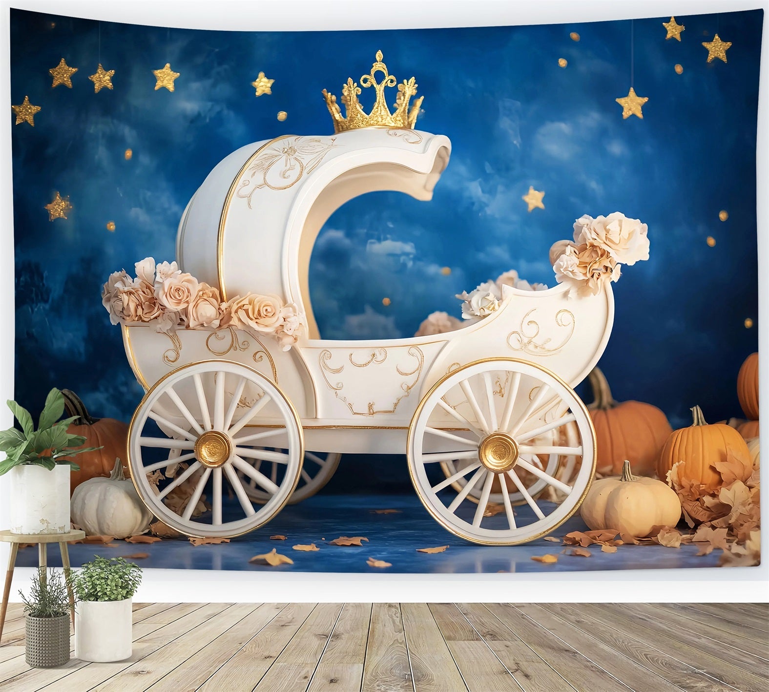 Neugeborenen Fotohintergrund Königliche Kürbis-Kutsche Nacht Kinder Studio Hintergründe LXX58-361