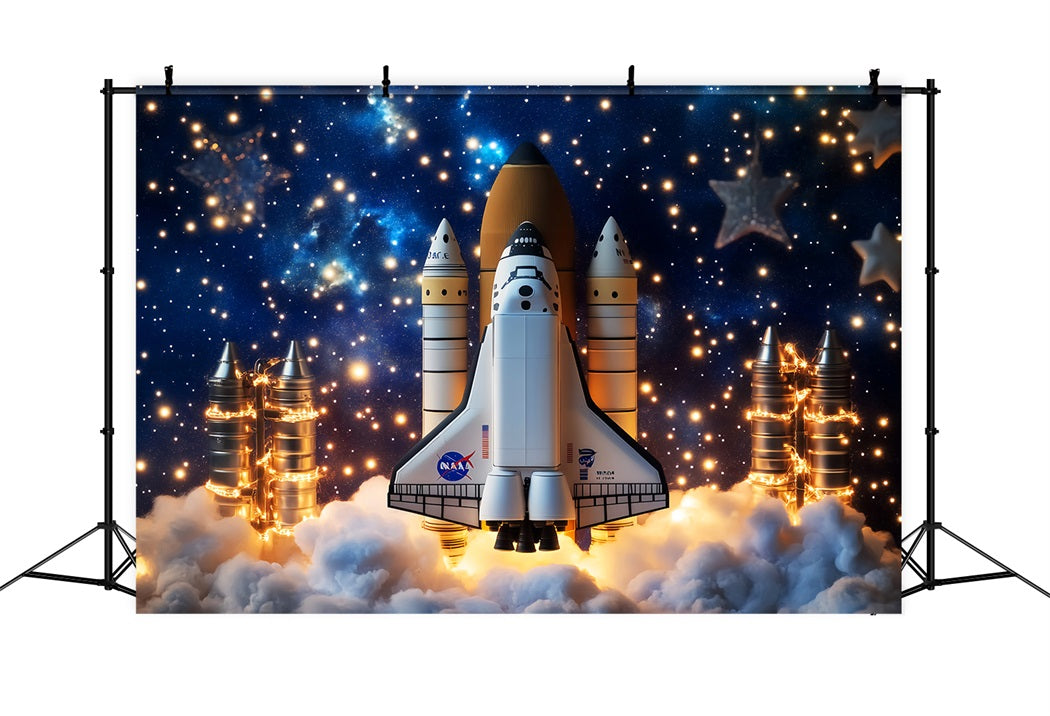 Neugeborenen Fotohintergrund Raketenstart Sternenhimmel Kinder-Fotohintergrund LXX58-362