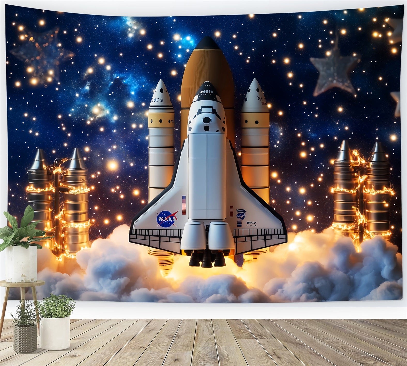 Neugeborenen Fotohintergrund Raketenstart Sternenhimmel Kinder-Fotohintergrund LXX58-362