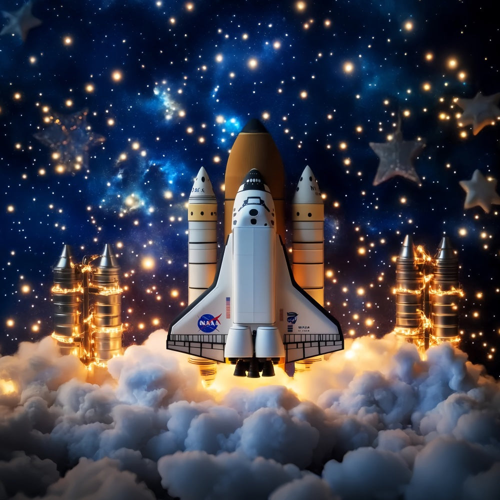 Neugeborenen Fotohintergrund Raketenstart Sternenhimmel Kinder-Fotohintergrund LXX58-362