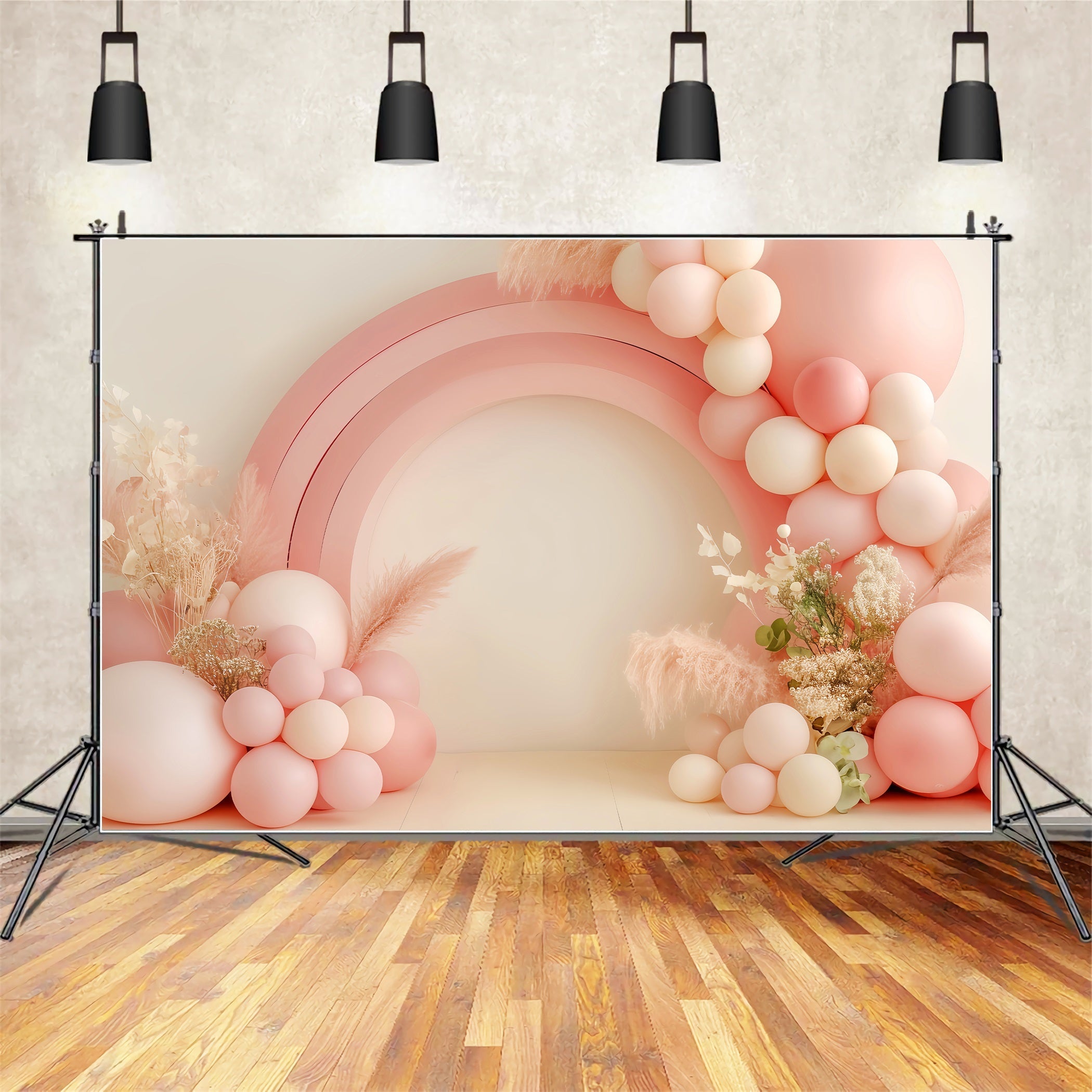 Regenbogen Fotohintergrund Blush Regenbogen-Ballonbogen Neugeborenen Fotohintergrund LXX58-363