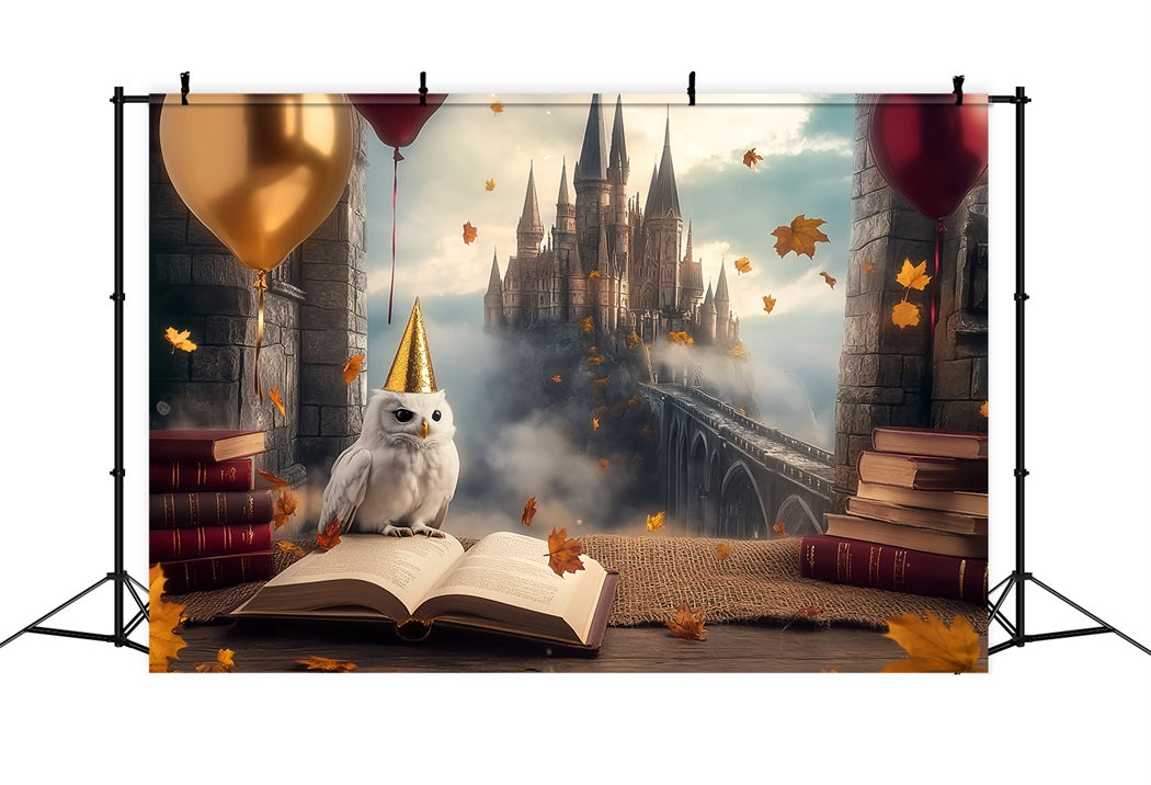 Schloss Fotohintergrund Herbst Eule Magisches Schloss Kinder Fotohintergrund LXX58-369