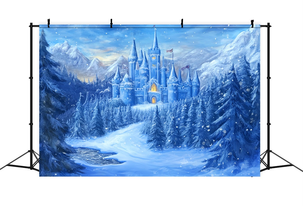 Schloss Fotohintergrund Verzaubertes Winter-Schloss Wunderland-Fotostudio Hintergründe für Kinder LXX58-372