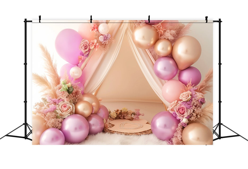 Neugeborenen Fotohintergrund Blush Balloon Floral Tent KinderStudio Hintergründe LXX58-388