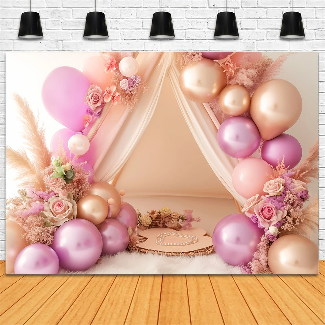 Neugeborenen Fotohintergrund Blush Balloon Floral Tent KinderStudio Hintergründe LXX58-388