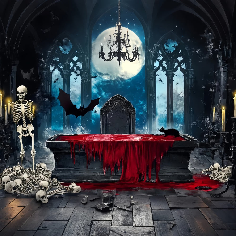 Gruselige Halloween Hintergründe Blutiger gotischer Altar Foto Hintergrund LXX58-39