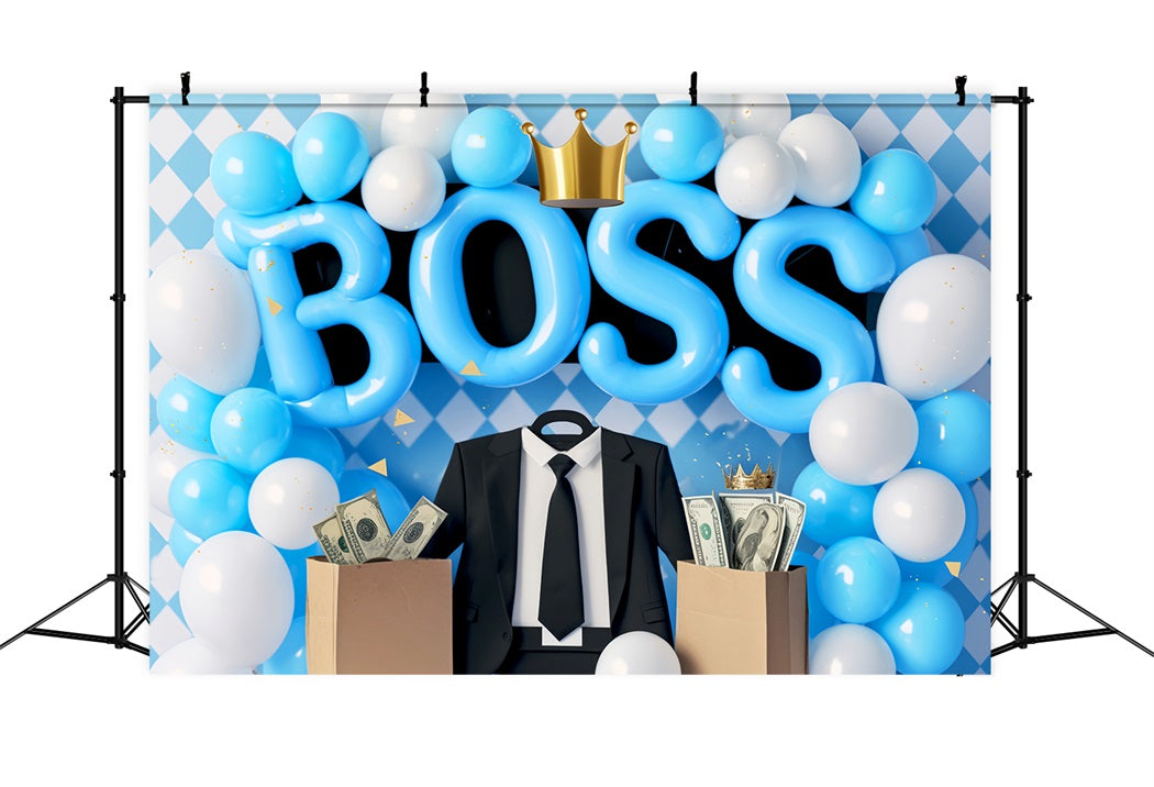 Neugeborenen Fotohintergrund Blaue Boss-Krone Feier Kinder Fotohintergrund LXX58-392