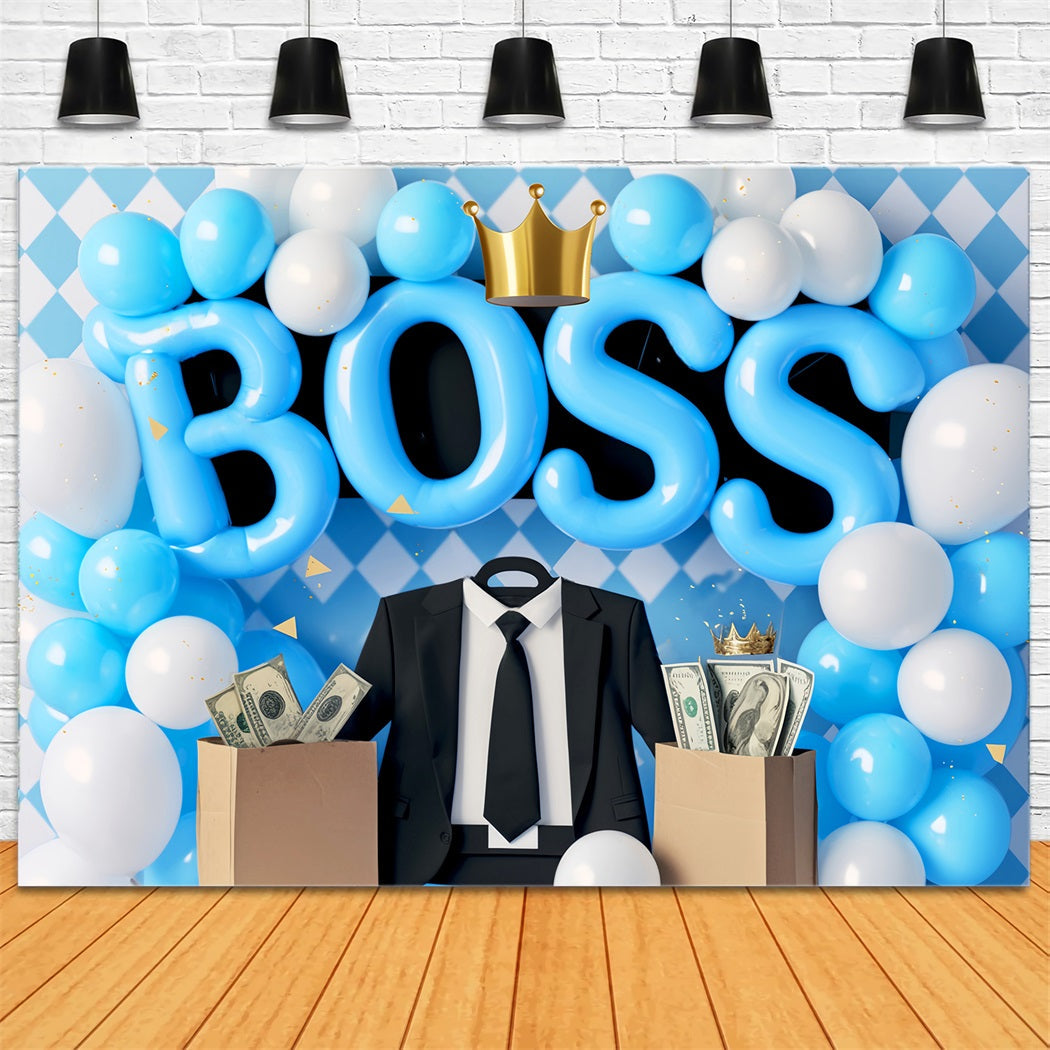 Neugeborenen Fotohintergrund Blaue Boss-Krone Feier Kinder Fotohintergrund LXX58-392